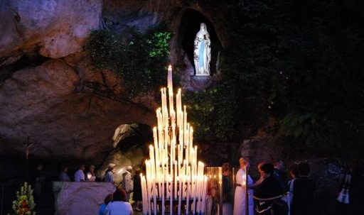 pilgrims at the grotto